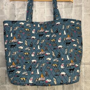 Vera Bradley Light Blue Quilted Tote “Cats Meow”